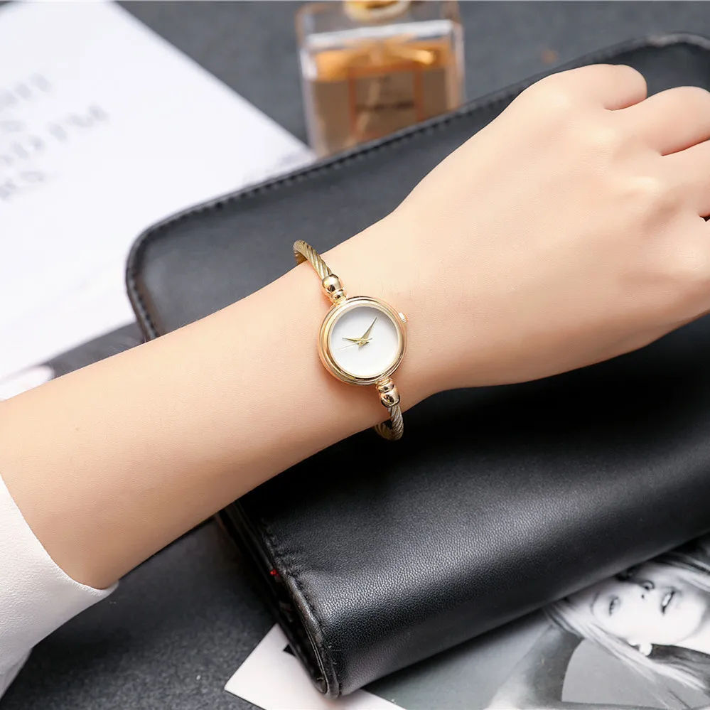 5PCS Women Simple Small Bracelet Watches Stainless Steel Retro Ladies Quartz Wristwatch Fashion Casual Female 3