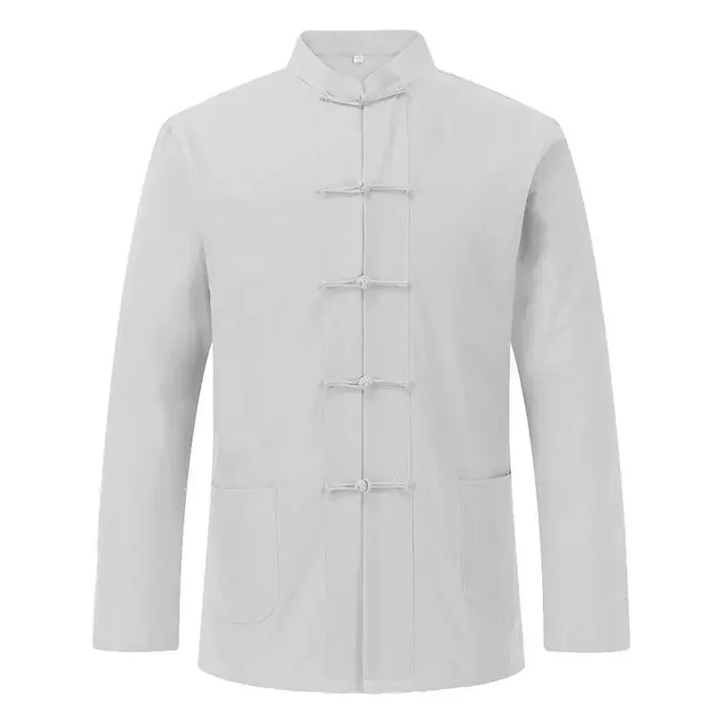 Autumn Spring New Men's Cotton Shirts Traditional Chinese Men's Jacket Clothing Kung Fu Tai Chi Uniform Long Sleeve Jacket