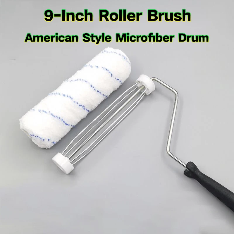 

4PCS/set 9inch Paint Roller Brush Kit For Wall Decoration Microfiber Fabric Nap 6mm/9mm/18mm US Roller Cover Roller Frame