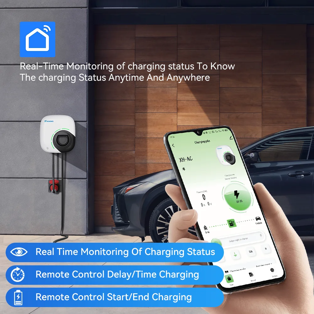 Khons 11 kW Typ2 EV-Ladestation EV-Ladegerät 16 A 3 Phasen Wallbox Elektrofahrzeug-Ladestation IEC62196 mit App-Steuerung – Detail 3