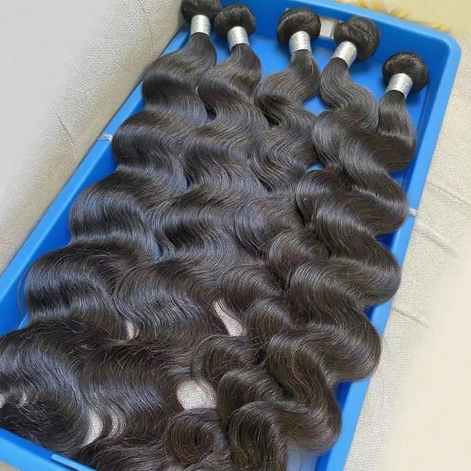12 14 16 18 Inch Pure Black Hair Bundles Body Wave Extensions Reinforced Tight And Neat Hair Bundles Easy Weaving Suitable For Birthday, Wedding Hair Bundles 2