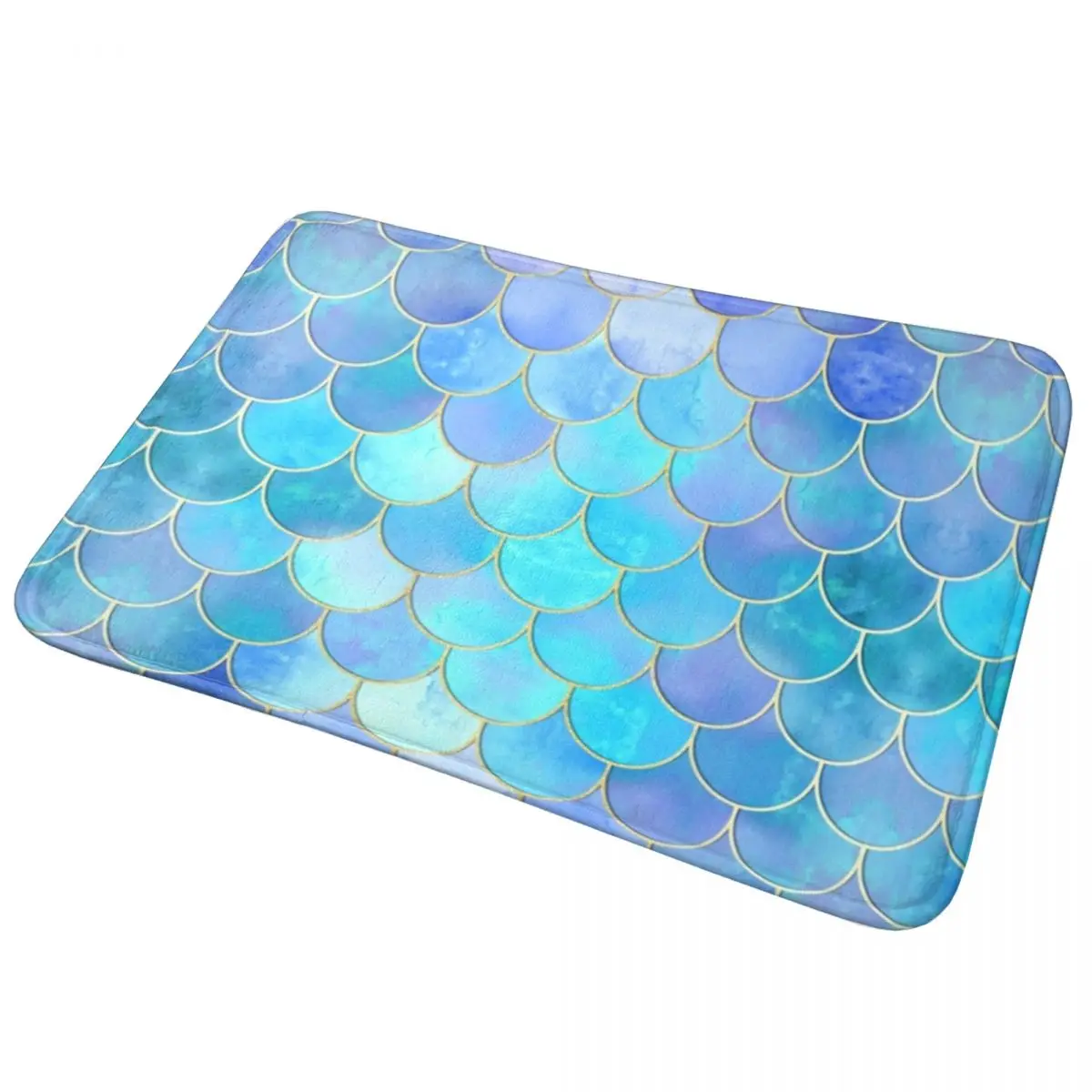 Bright Mermaid Scales Bath Mat Gold Absorbent Toilet Mat Kitchen Shower Room Non-slip Foot Bathroom Accessories
