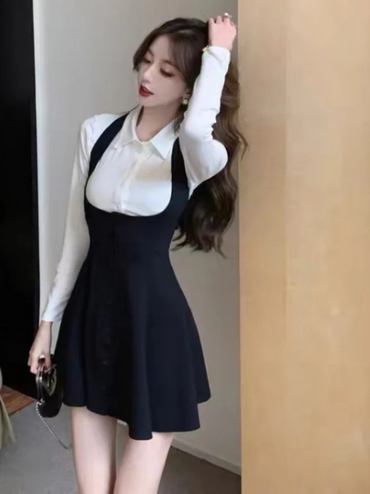 Two Pieces Sets 2025 Spring Y2k Aesthetic Harajuku Turn Down