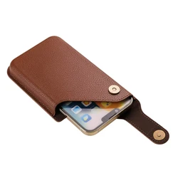 Universal Leather Phone Bag with Belt Clip - Premium Smartphone Waist Case - 16.5cm - 8.5cm - 1.5cm (Brown)