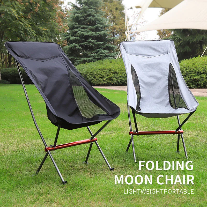 Portable Folding Camping Chair Outdoor Moon Chair Collapsible Foot Stool For Hiking Picnic Fishing Chairs Seat Tools leather look chrome metal magazine rack camping chairs folding chair beach chair