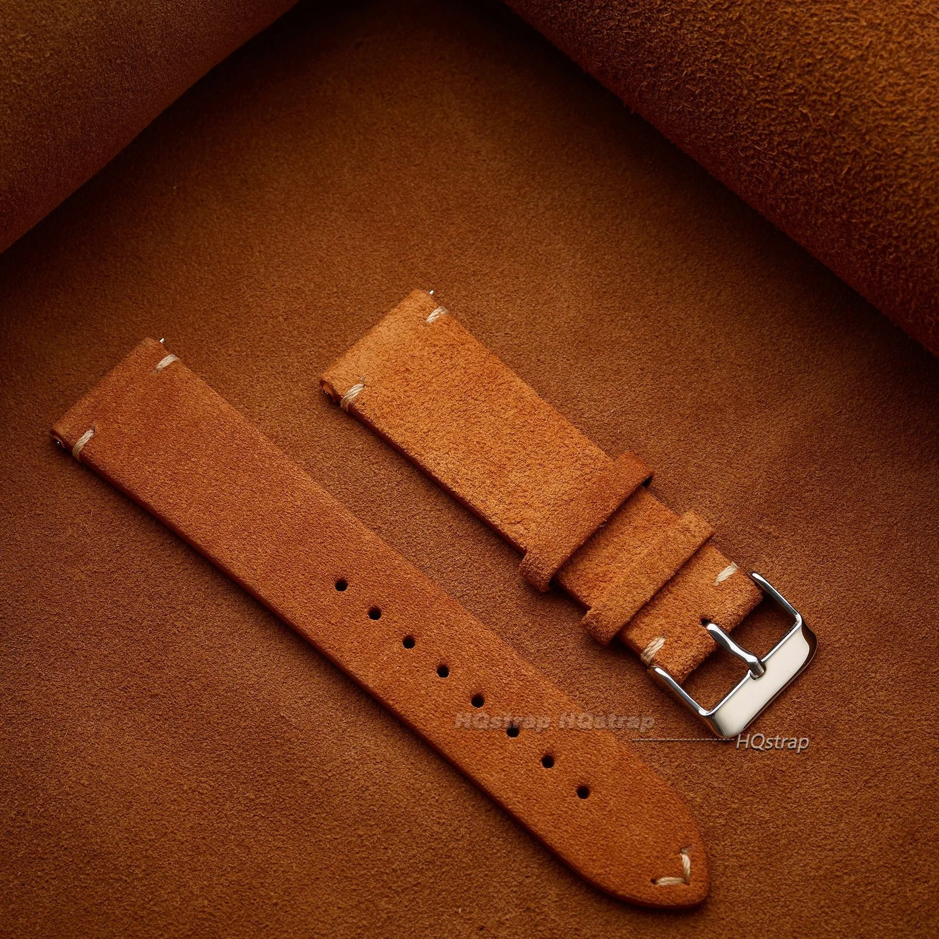 Premium Handmade Suede Leather Watch Strap with Quick Release - Vintage High-Quality Band