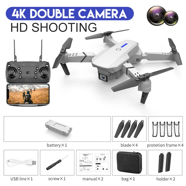 2022 New LSRC Quadcopter E88-525 Pro WIFI FPV Drone With Wide Angle HD 4K Camera Height Hold Avoidance RC Foldable Dron Gift ToyGreen