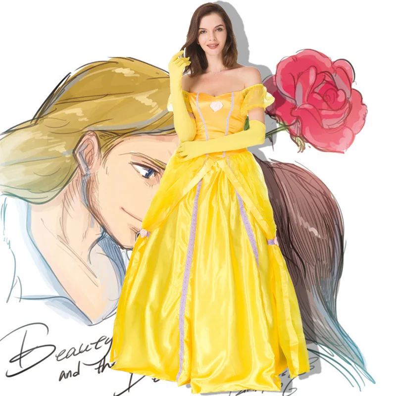 Belle Yellow Gown Life Version 2023 Halloween Costume Adult Belle