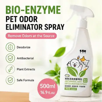 Spray Deodorante per Animali Domestici con Bioenzimi, Eliminatore di Odori di Urina, Liquido Disinfettante Antibatterico per Gatti e Cani, Prodotti per la Pulizia degli Animali Domestici da Interno