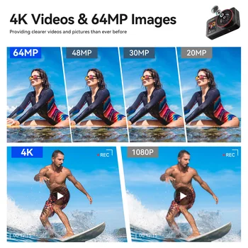 Digital Camera FHD 4K 64MP with Dual Screens 64GB SD Card 2 Batteries,18X Zoom,Anti Shake Portable Rechargeable Selfie Camera 2