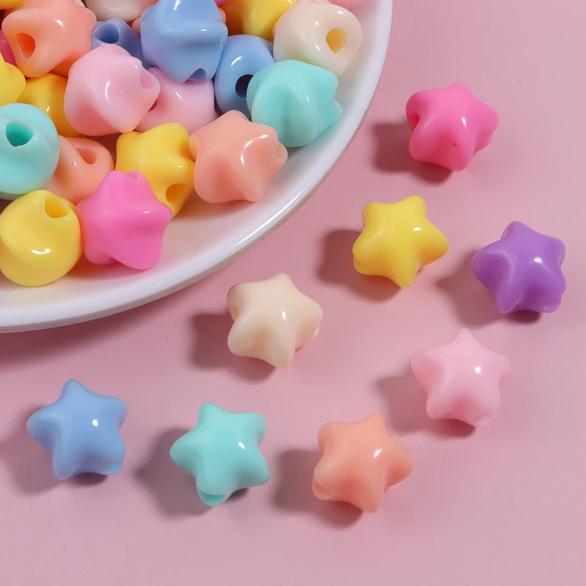 50pcs 아크릴 혼합 색상 대형 구멍 비즈 별 모양의 스페이서 비즈 장식 만들기 DIY 수제 액세서리