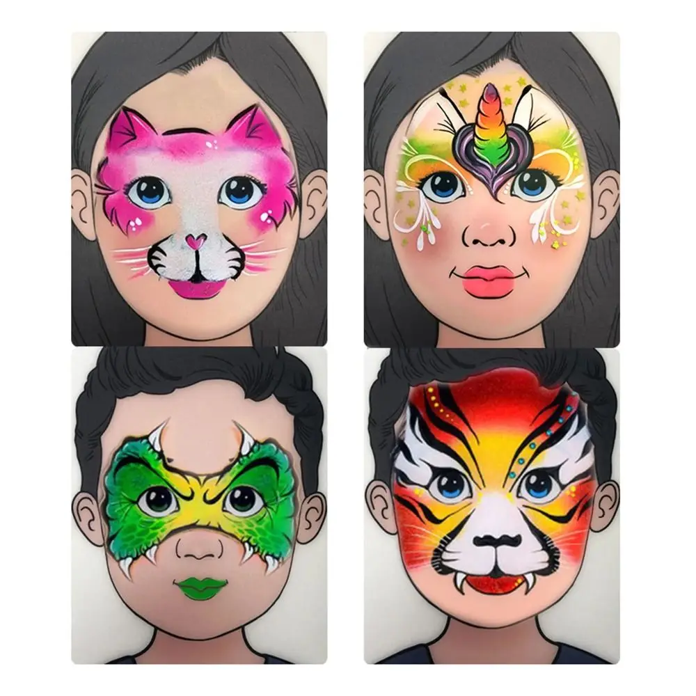 재사용 가능한 메이크업 연습 템플릿, 초보자 무대 플라스틱 바디 페인팅 용품, 초보자용 세척 가능한 얼굴 연습 보드