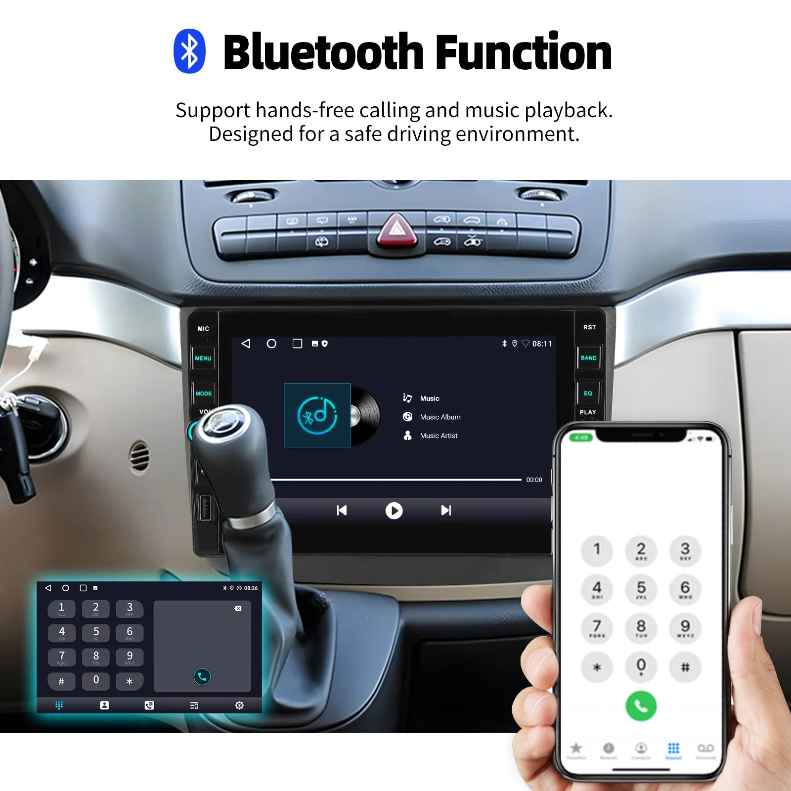 Autoradio ESSGOO Android 15 9 Zoll QLED Touchscreen 4+64G für Mercedes-Benz Viano/Vito 2 W639 2004-2014 Drahtloses CarPlay Android Auto GPS Navigation FM Bluetooth RDS Lenkradsteuerung Mirror Link – Detail 14