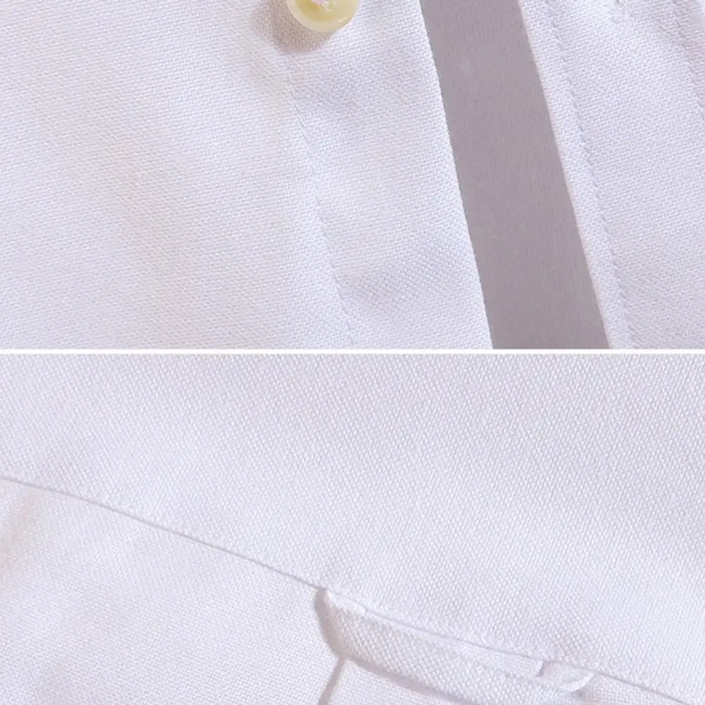 

Solid Color Shirt Stylish Men's Button-down Shirt Classic Single-breasted Design Solid Color Patch Pocket for Fall Spring