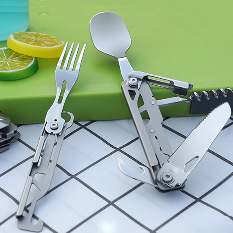 

FREETIGER Camping Tool Set Spoon Fork Knife Utensils Multi-functional Outdoor Survival Camping BBQ Picnic Portable Tools