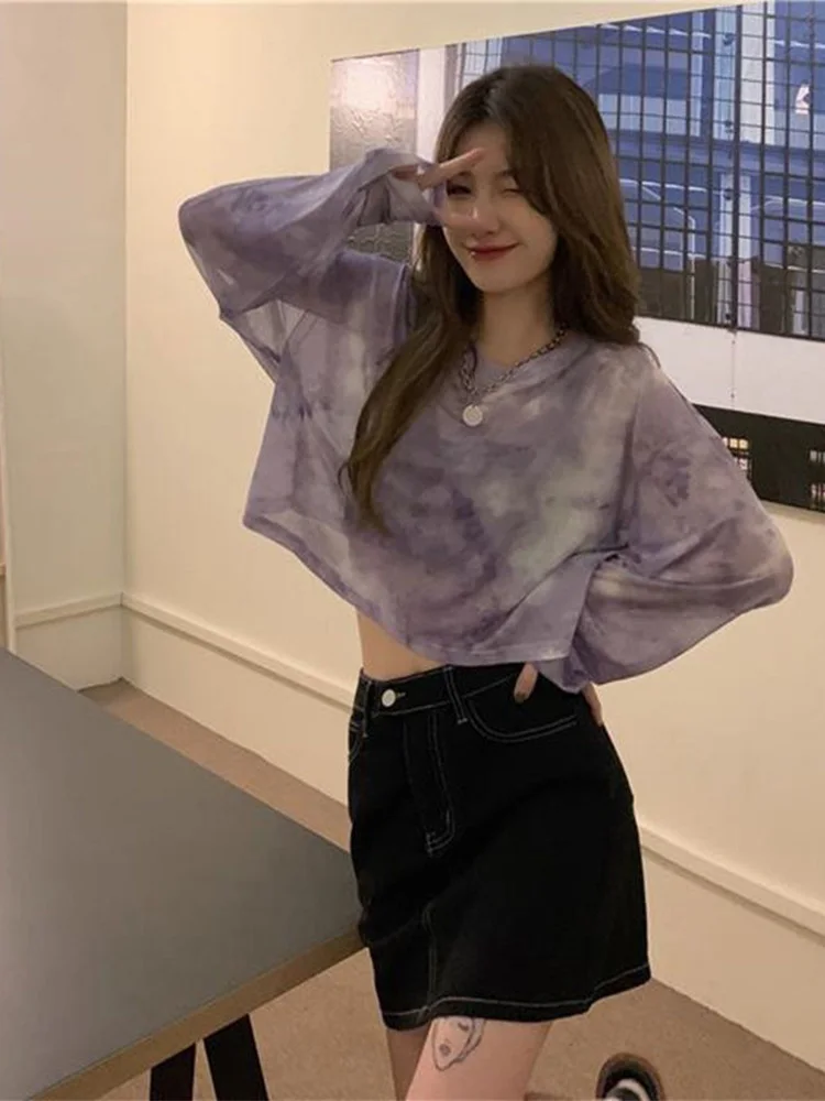 sheer tie dye top