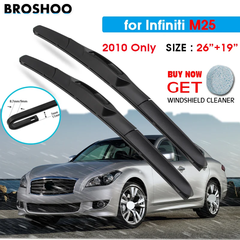 

Car Wiper Blade For Infiniti m25 2010 Only 26"+19" Fit U Hook Arm Auto Windscreen Windshield Wipers Blades Window accessories