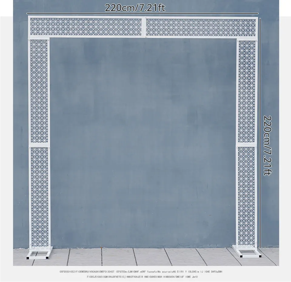Description Picture 6 of item7.2ft White Metal Stable Square Grid Screen Flower Stand Wedding Backdrop Frame Decor Floral Arrangement Party Event Props A8087