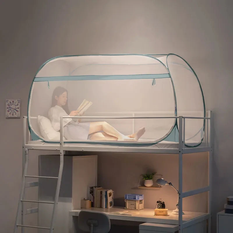 Moustiquaire pour lit superposé à Double fermeture éclair, dortoir d'étudiants, Installation gratuite, moustiquaire pour yourte, porte simple, lit simple 6