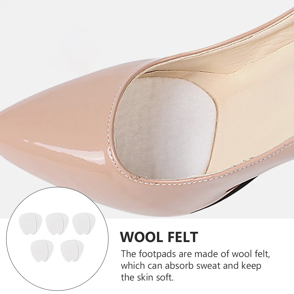 

5 Pairs Tongue Sticker Heels Sandals for Women Felt Forefoot Cushions Flannel Miss High-heel Insoles Front Palm Pad