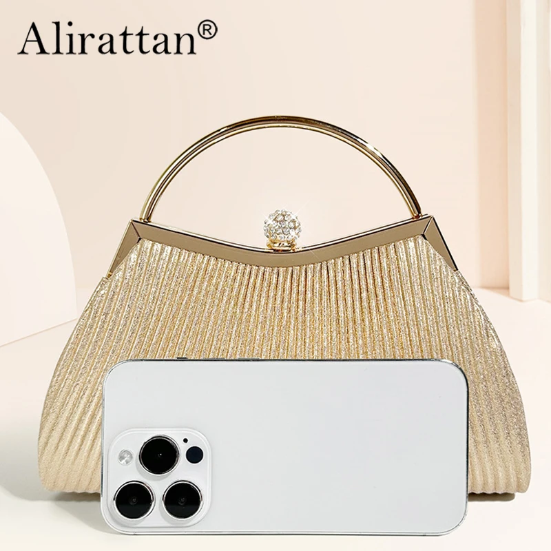 

Alirattan New Women's Handbag 2023 Diamond Switch Handbag Versatile Party Bag Pleated Diagonal Bag
