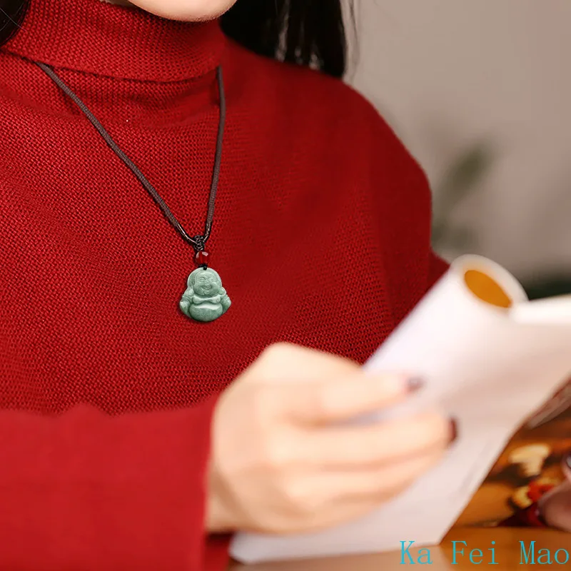 Natural A-grade Jadeite Beans Buddha's God Jade Pendant Men's Gifts Necklace Women's Charms Jewelry pendant necklace jade jewelry