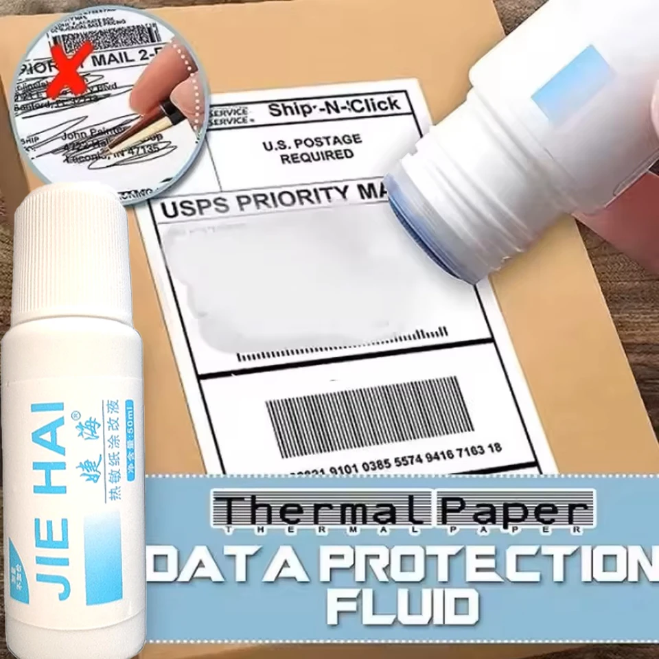 빠른 건조 50ml 열감지 종이 수정액 지우개 패키지 상자 ID 정보 보호기 도청 방지 정보 보호기