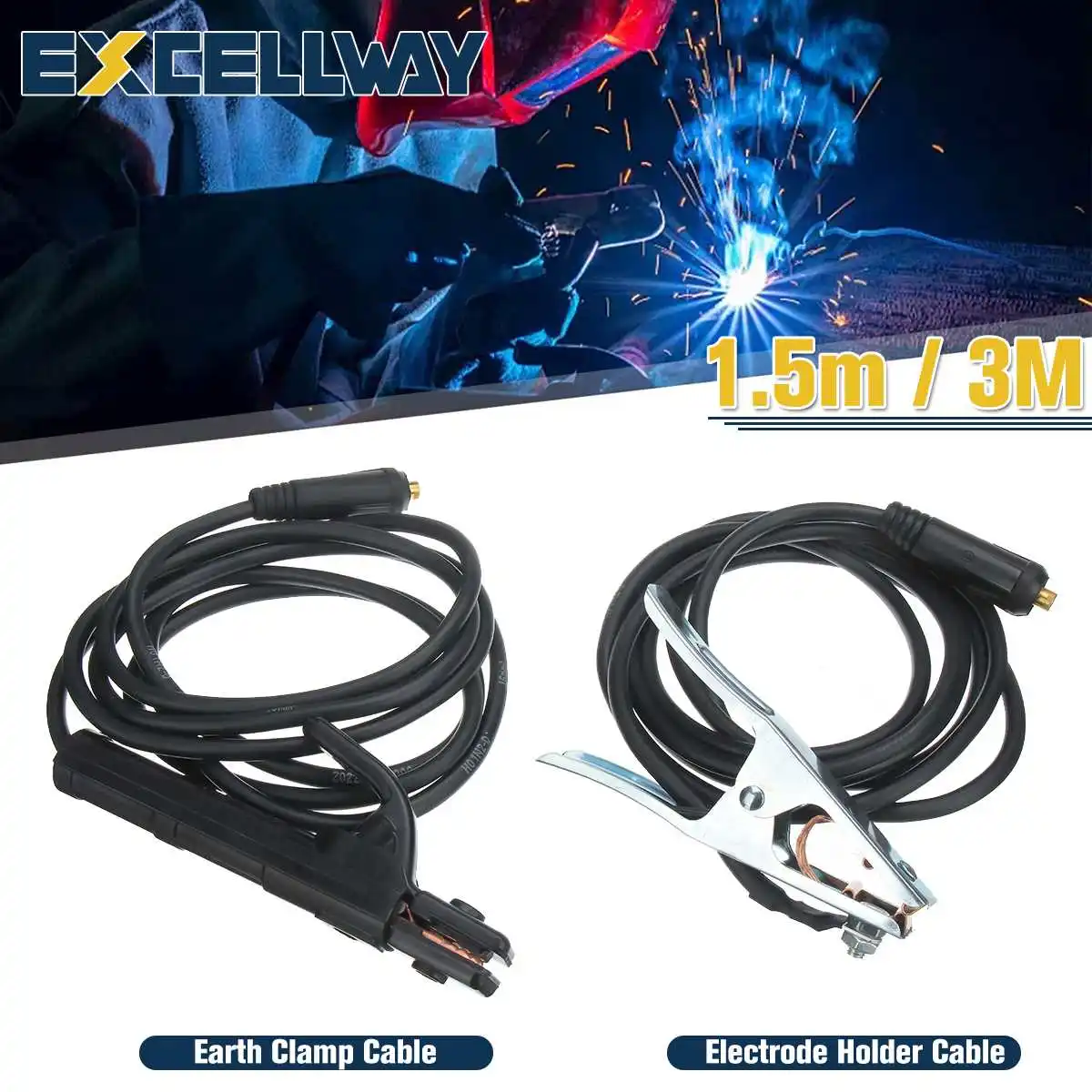 200A Groud Welding Earth Clamp Clip Set For Mig Tig ARC Welding Machine Electrode Holder 3M Cable + Earth Clamp 3M Cable