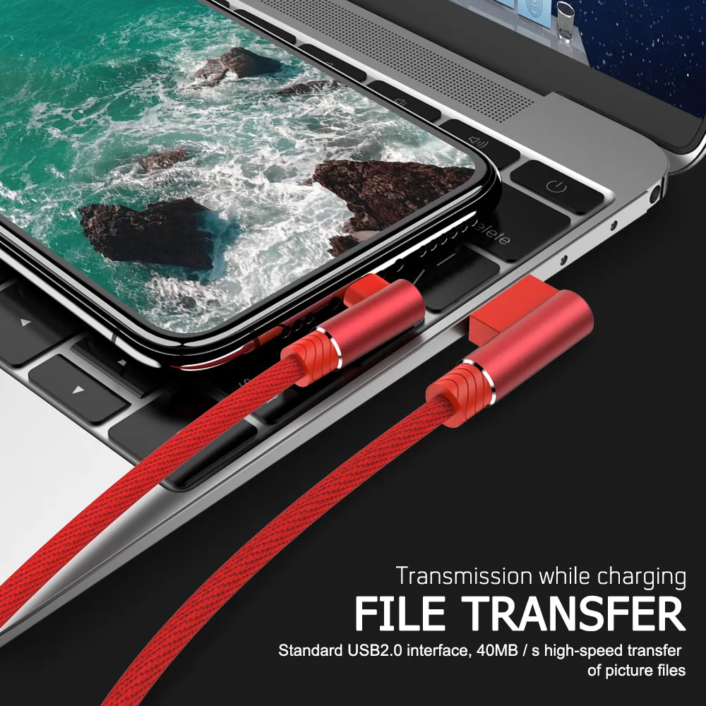Durable 90-Degree Fast Charge USB Cable - 2m/3m