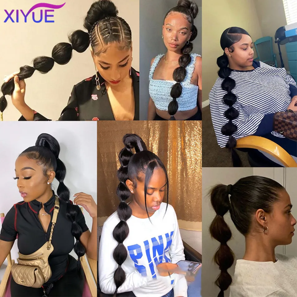 Wig bubble ponytail braid women's European and American entangled hair extensions ponytail lantern bubble braid wig XIYUE