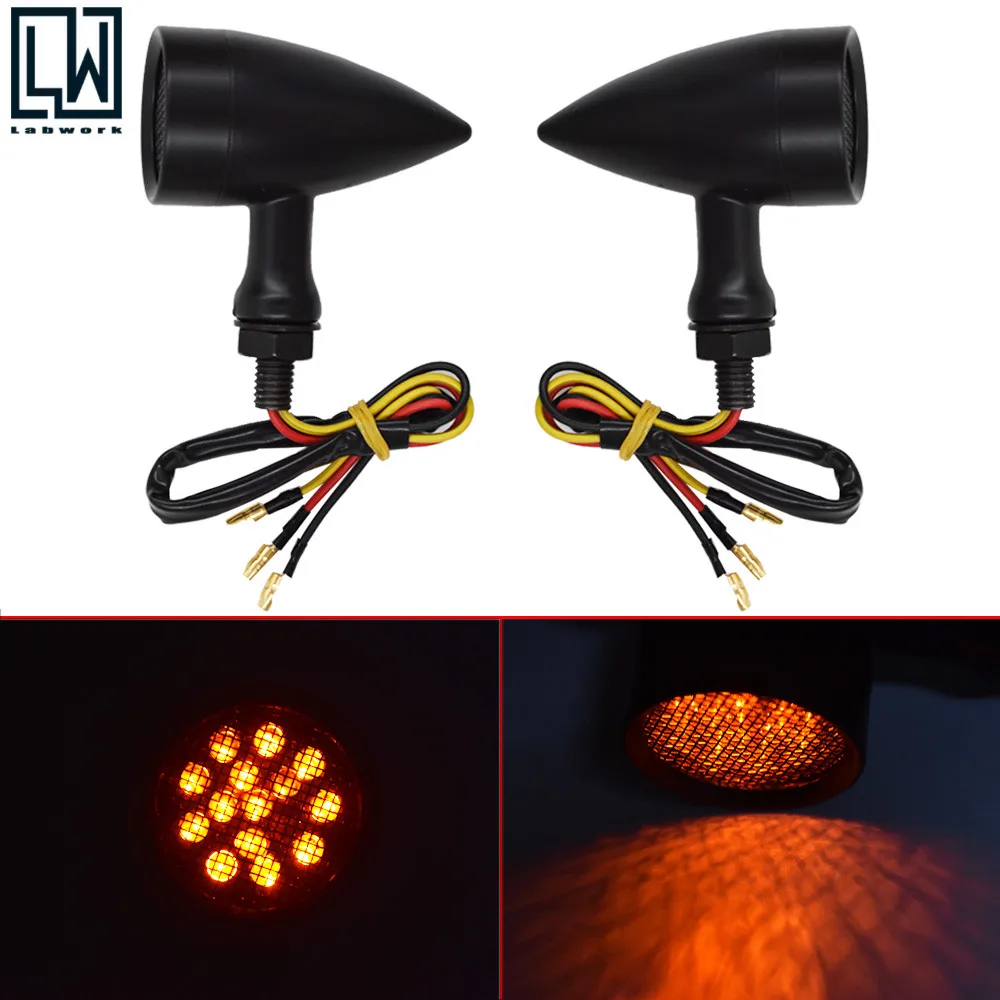 

Motorcycle LED Black Brake Running Turn Signal Tail Light For Bobber Cafe