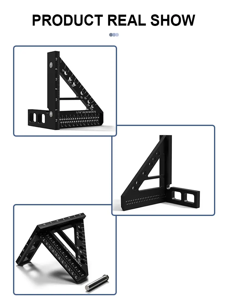 목수 스퀘어 목공 스퀘어 각도기 알루미늄 마이터 삼각형 눈금자 3D 다각 45/90 도 레이아웃 측정 눈금자