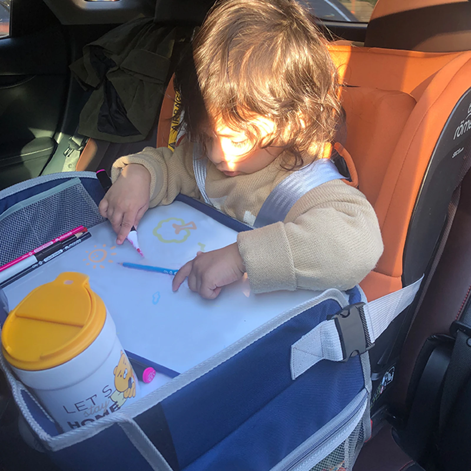 Portable Travel Car Drawing Board Wipeable Children's Drawing Board Car Whiteboard Drawing Board Tray Cart Toy Storage children drawing board