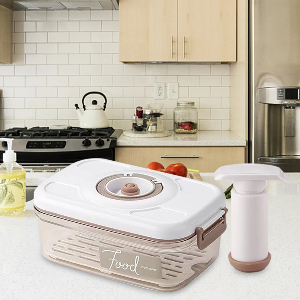 Vacuum Food Storage Box Food Dispenser with Time Compass & Air Pump Marinade Container Multifunction for Meat Fruits Vegetables Food Storage Box