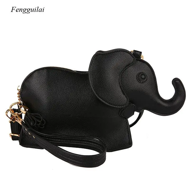 New Creative Funny Elephant Shape Shoudler Bag for Women Mini Cartoon Crossbody Bag Phone&amppurses Coin Bag Messenger Bag