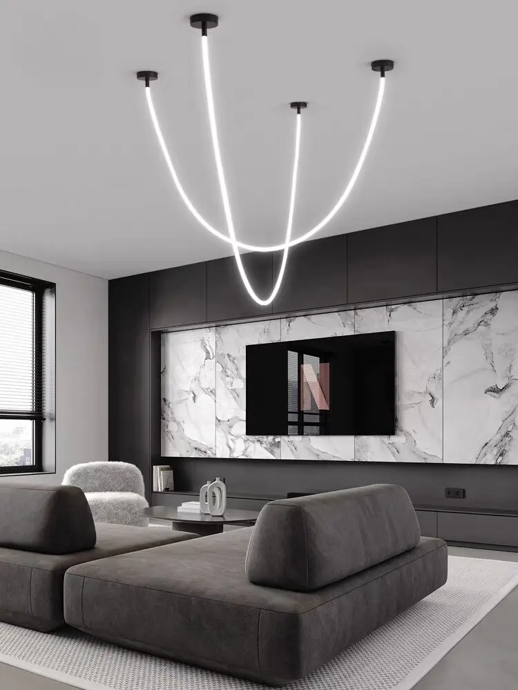 Minimalist line art design chandelier living room dining room decoration chandelier hall LED lighting