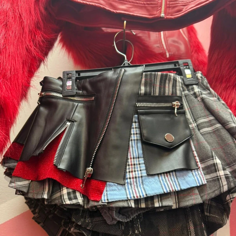 【Y2K】Lapaki Paka Plaid A-pleated skirt Y2K】Lapaki Paka Plaid A-pleated skirt