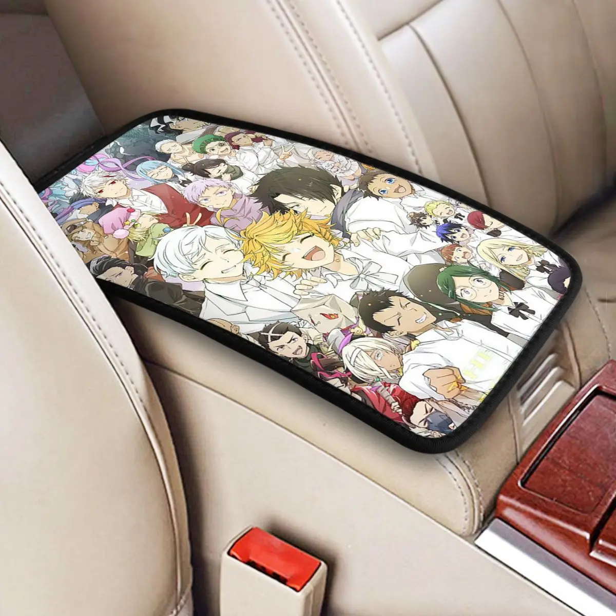 La Promessa Neverland Anime Car Bracciolo Cover Mat Gift Universal Center Console Cover Pad Box Pad Cushion Accessori Per Auto