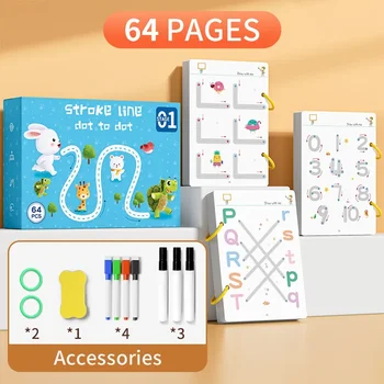 Quaderno di esercizi magici con disegno educativo Montessori per bambini dai 3 ai 8 anni, libro di tracciamento per migliorare il pensiero grafico e le capacità di scrittura