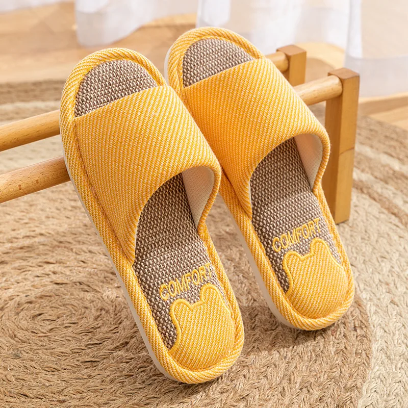 2025 Hot Linen Slippers Women Spring Autumn Home Flip Flops Men Thick Platform Soft Sole Slides Couples Soft Slip On Flats Shoes 4