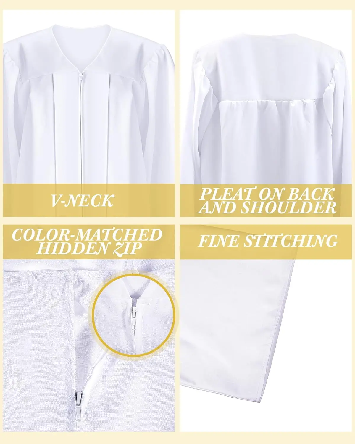 Wholesale Unisex Matte Choir Robes for Church White Baptism Graduation Gown Confirmation Pulpit Judge Costume Adults 2