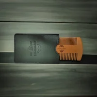 Gracemen 100% Wooden Beard Comb Double Sides for Men Anti-Static Wood Hair Comb with PU Leather Case and Great Gift to Men 2