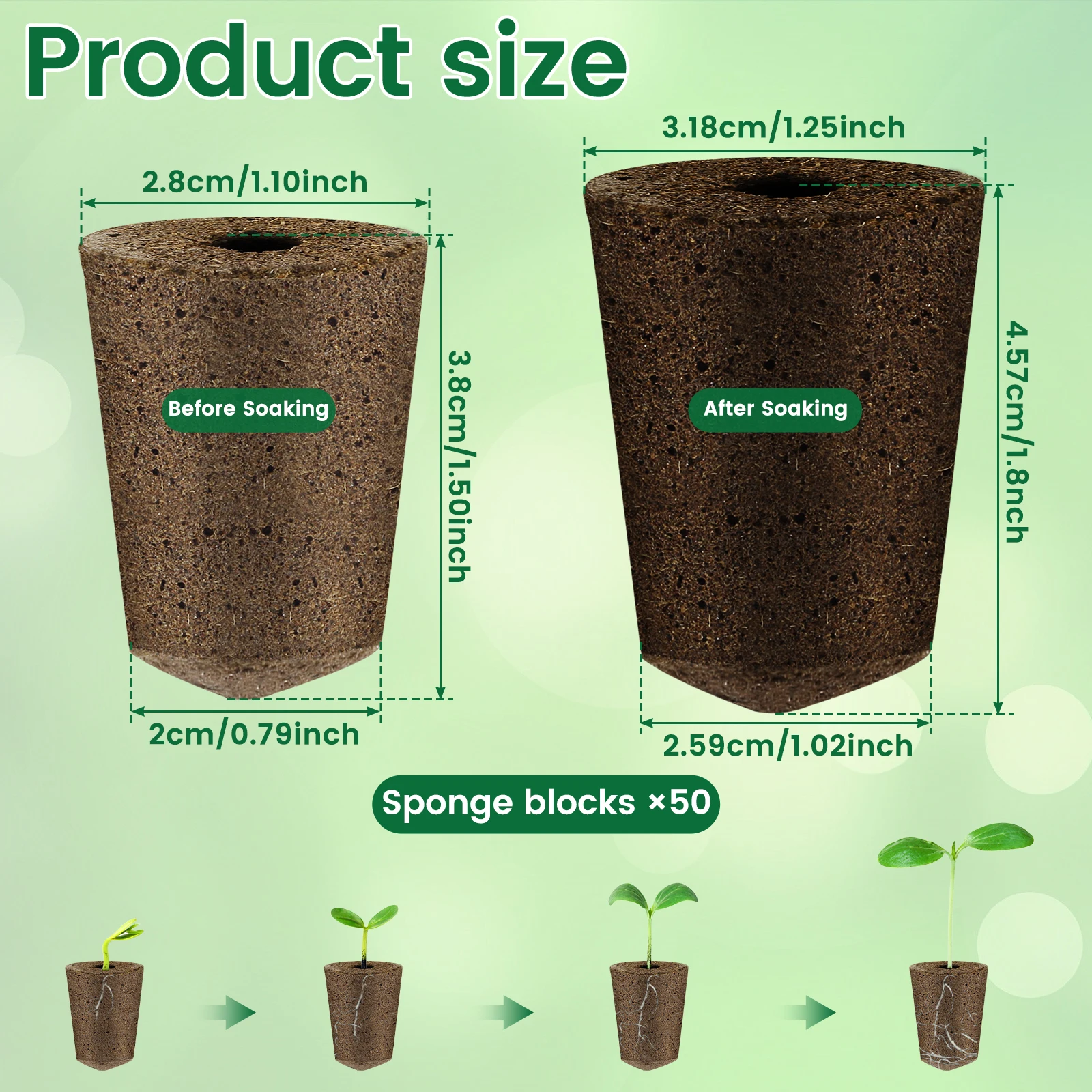 50/100 Pack Seed Starter Sponges Professional Hydroponics Sponges Kit Eco-Friendly Replacement Root Growth Sponges for Garden