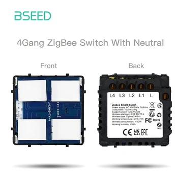 BSEED Zigbee Switches 1/2/3Gang 1/2/3Way Touch สมาร์ทสวิทช์ไฟฟังก์ชั่น Part สมาร์ท Tuya Alexa ควบคุมไม่มีแก้ว Neutral 12