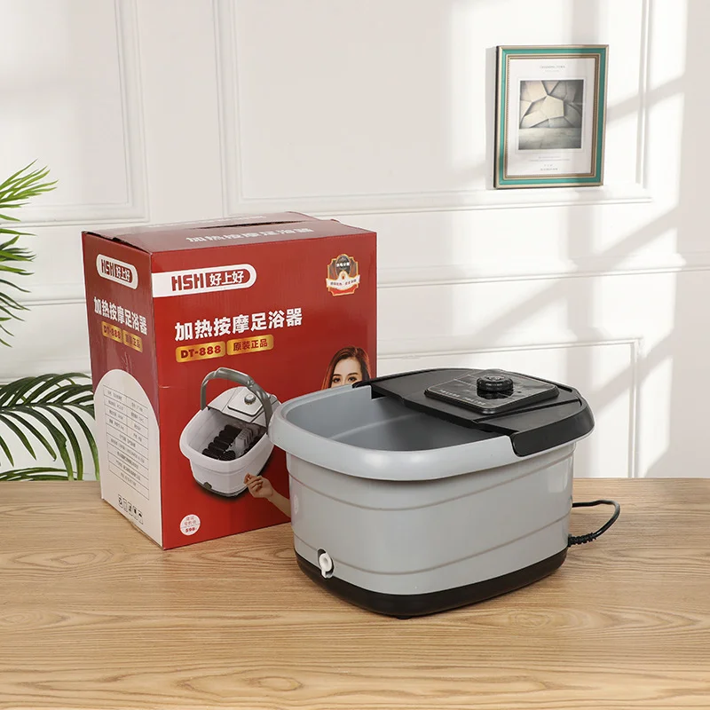 Foot Spa Massager Electric Vibrator Shiatsu Heating Therapy Hot Compression Knead 12 Roller Muscle Relaxation Pain Relief 10L