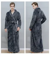 Homewear Women Men Extra Long Thermal Flannel Bathrobe Winter Warm Pregnant Bath Robe Zipper Hooded Dressing Gown Men Sleepwear 2