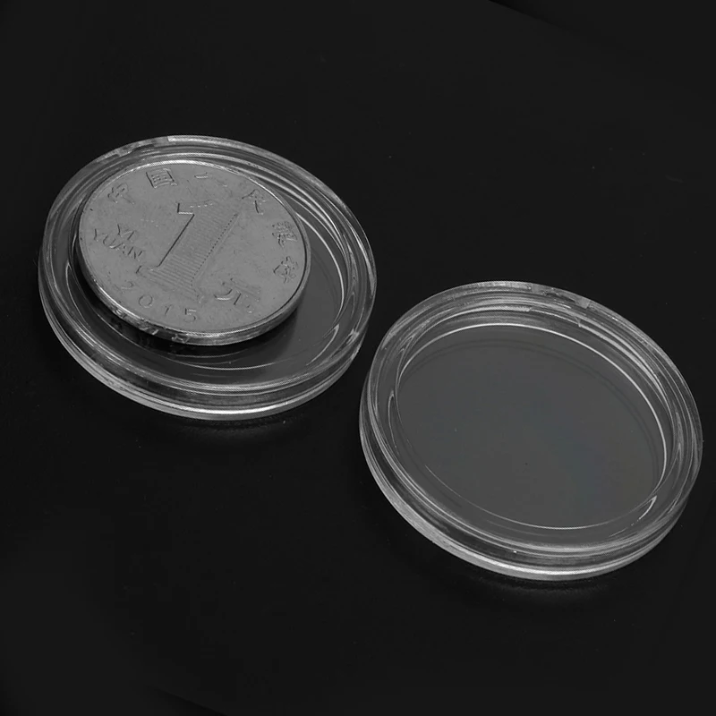 투명 원형 플라스틱 동전 홀더 용기 보관 상자 케이스, 기념 컬렉션, 100 개, 5mm, 26mm