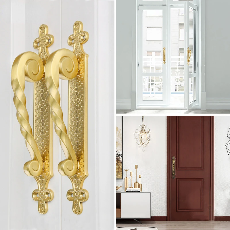 EuropeanStyleRetroBrassDoorHandlesLivingRoomBedroomBronzeDoor
