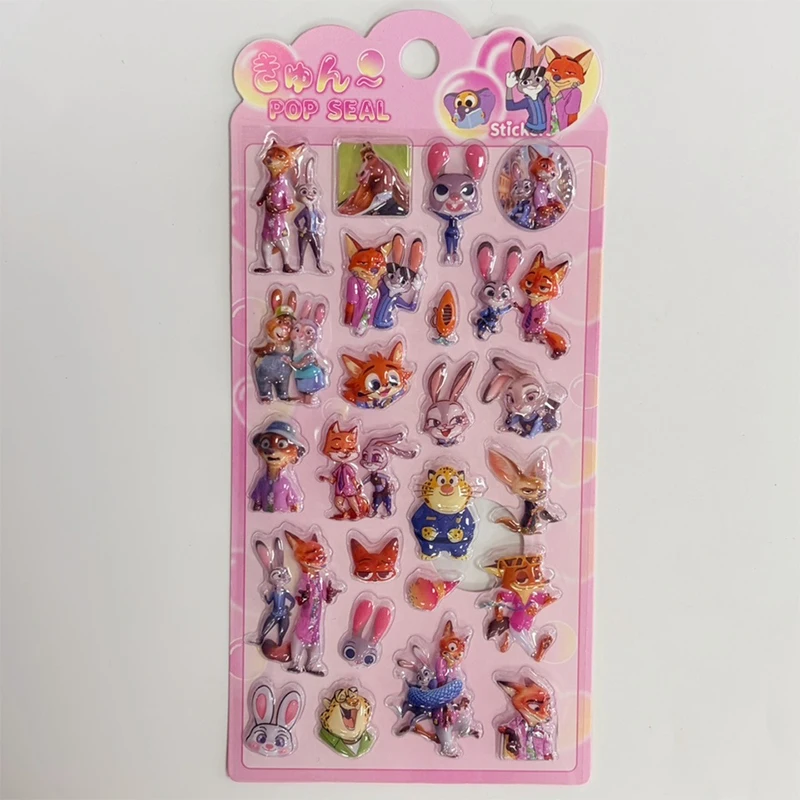 Zootopia Cartoon 3D Relief Stickers Decorative Kawaii Judy Nick Phone Case Laptop Decoration Bubble Decals Toy