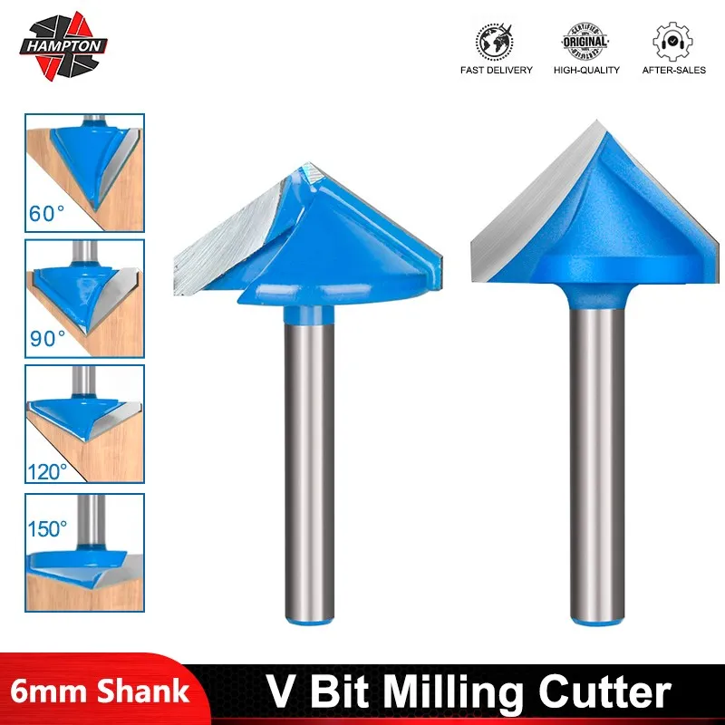6mm-Milling-Cutter-V-Bit-Solid-3D-Wood-MDF-Router-Bit-60-90-120-150 ...